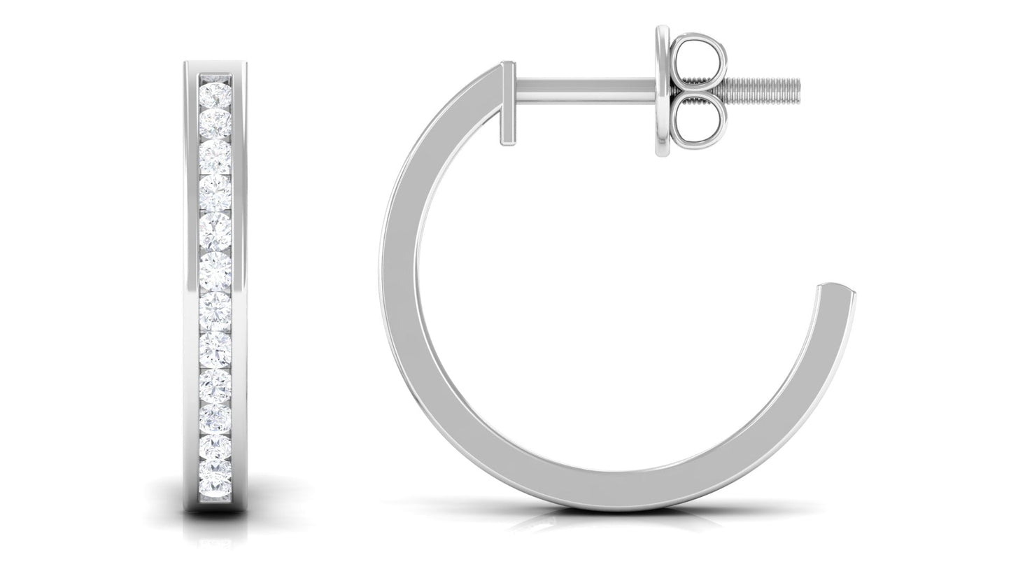 Diamond Hinged Hoop Earrings in Channel Setting