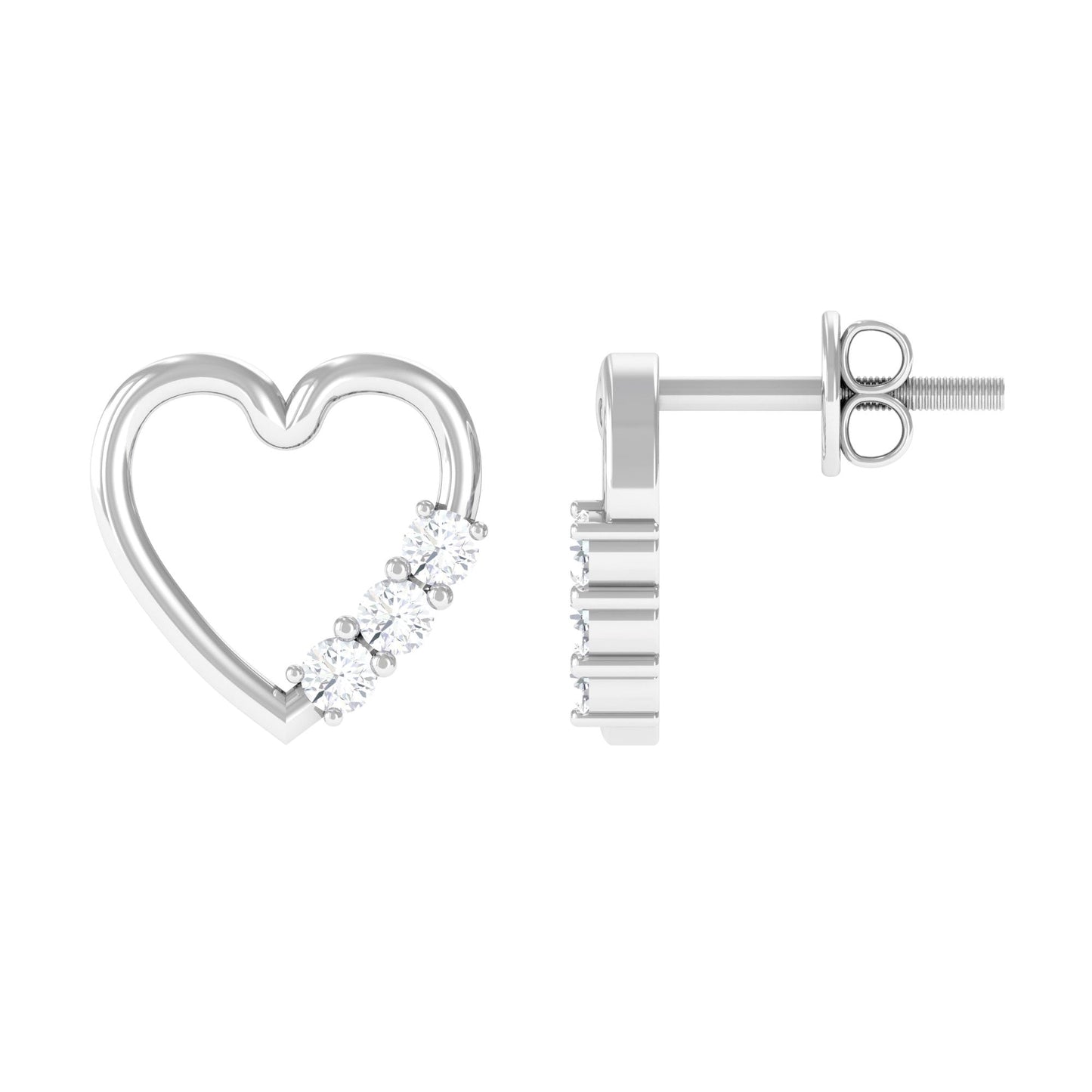 Diamond Heart Shape Stud Earring for Women