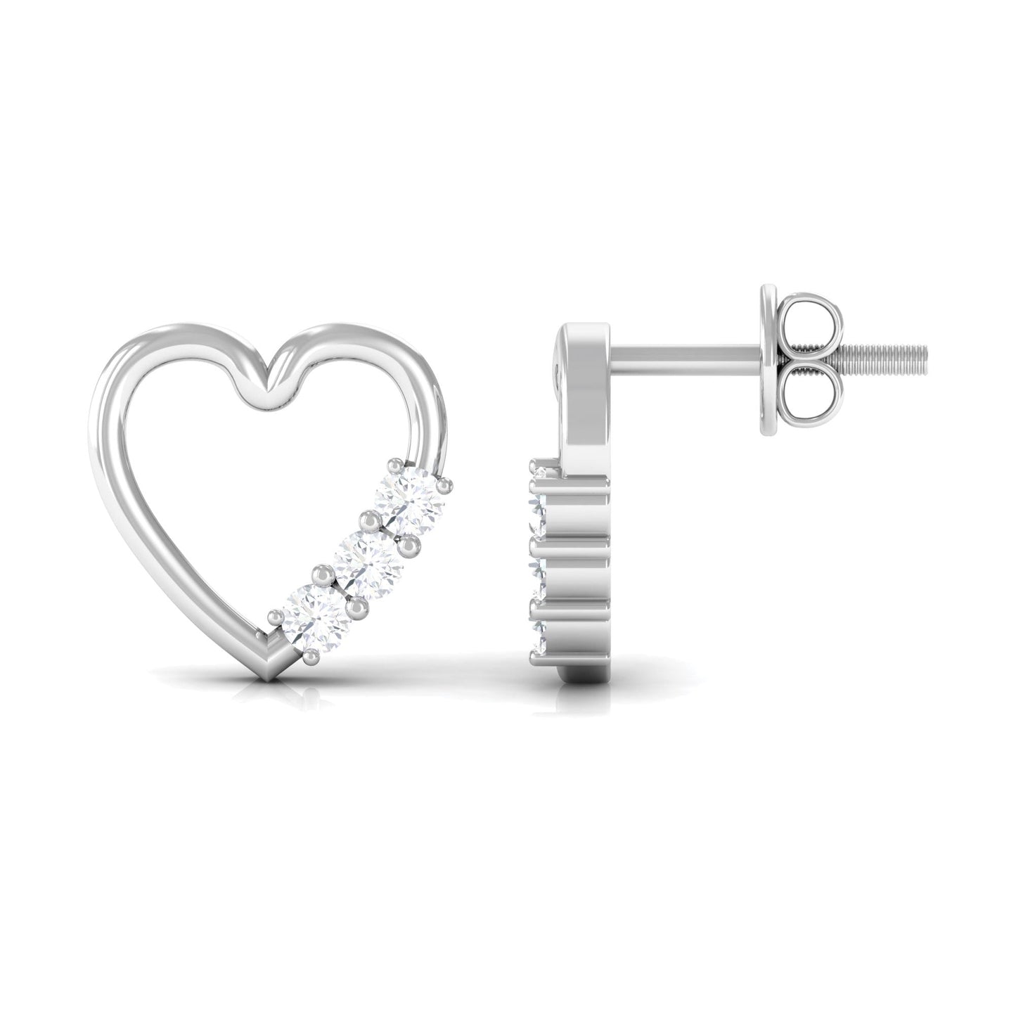 Diamond Heart Shape Stud Earring for Women