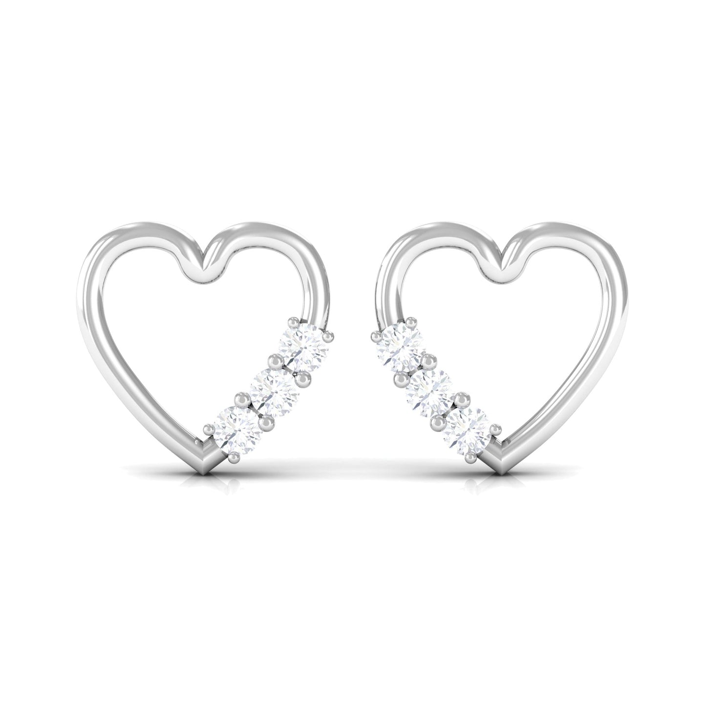 Diamond Heart Shape Stud Earring for Women