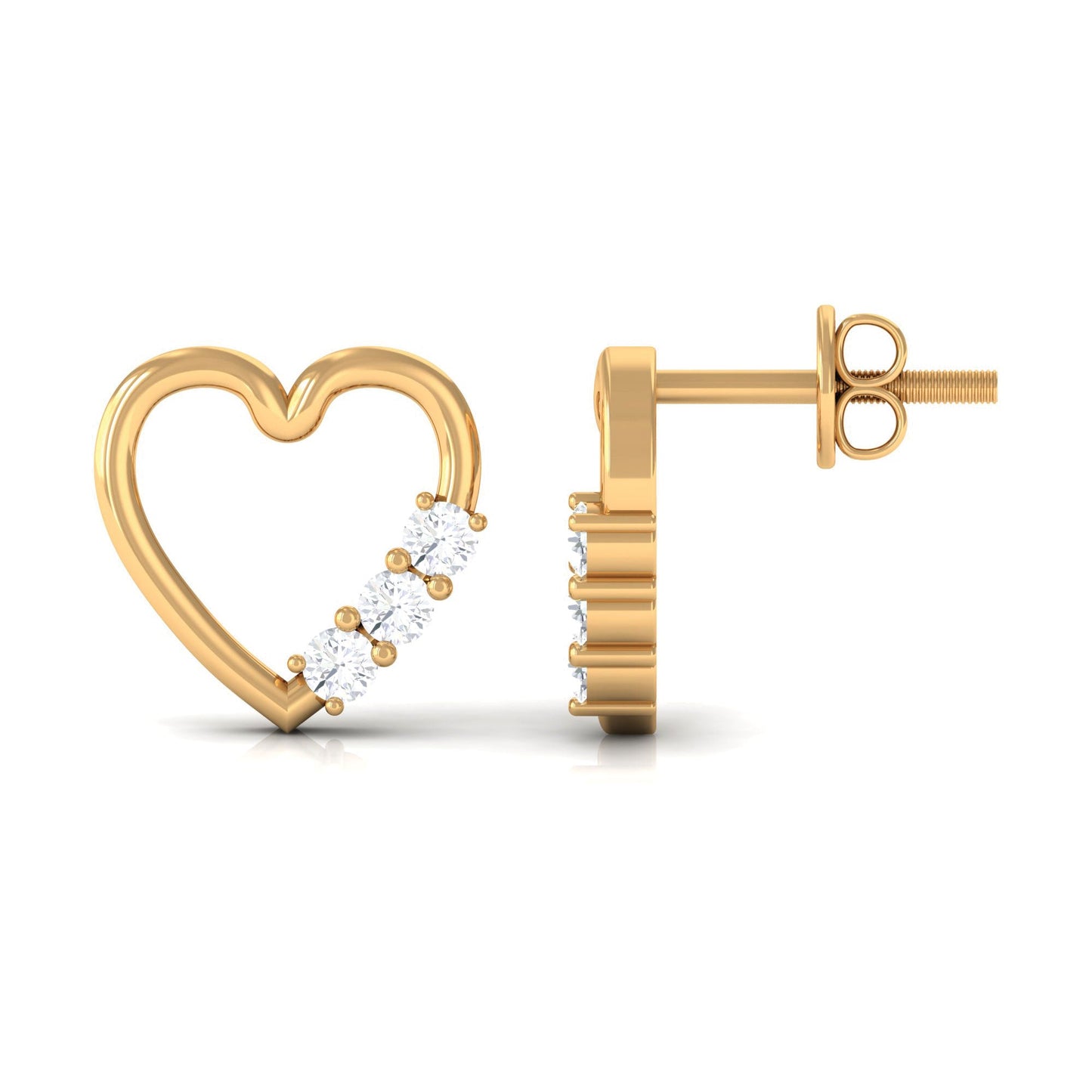 Diamond Heart Shape Stud Earring for Women