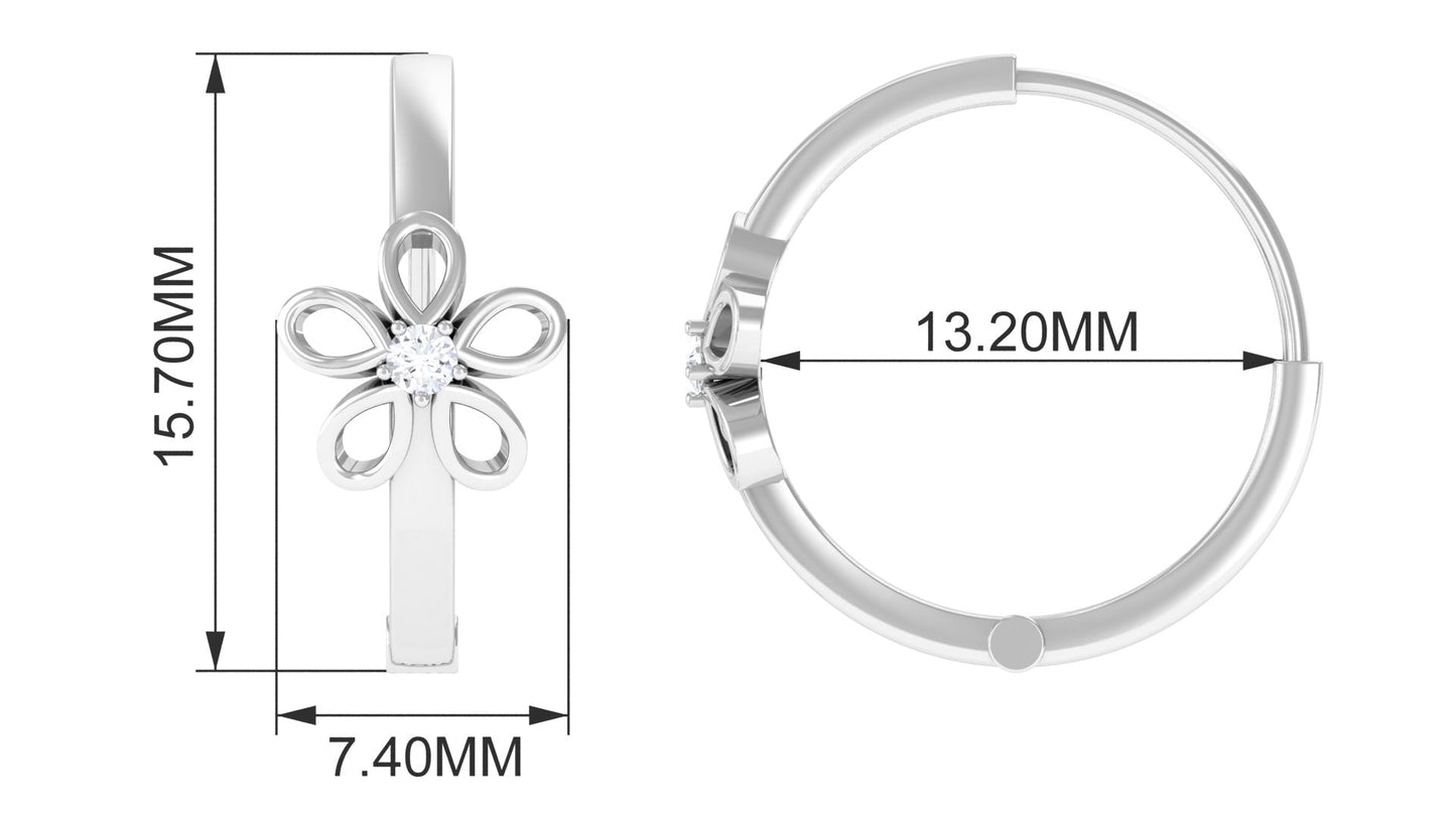 Diamond Flower Huggie Earrings for Women