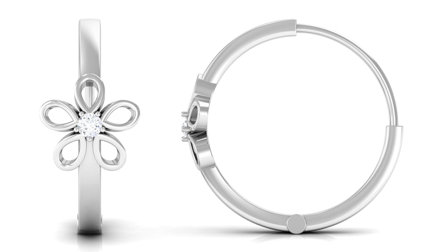 Diamond Flower Huggie Earrings for Women