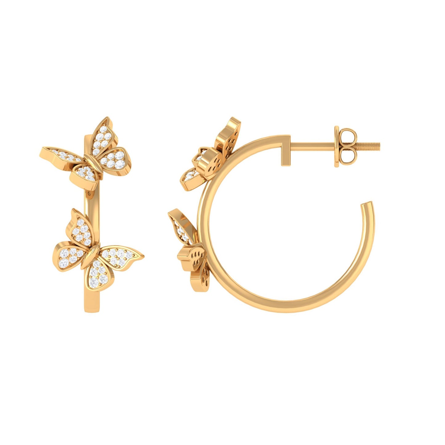 Diamond Butterfly Hoop Earrings
