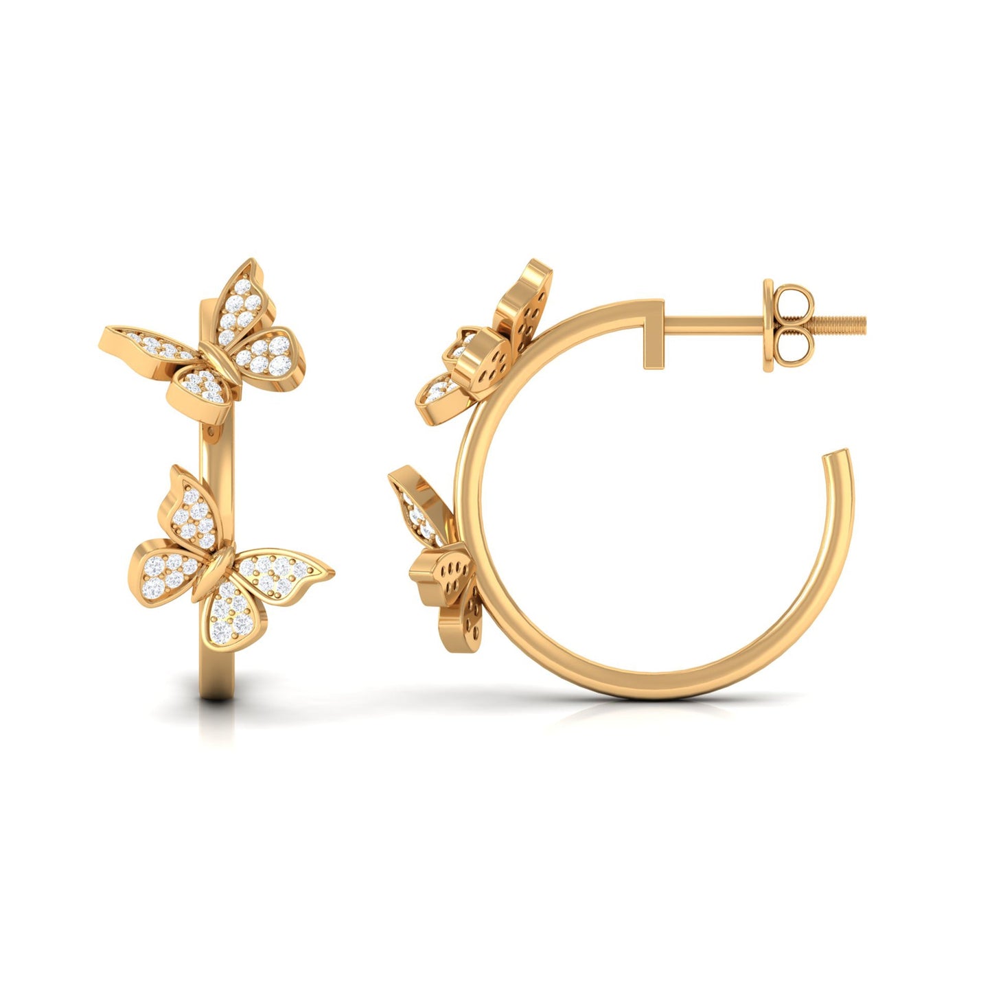 Diamond Butterfly Hoop Earrings