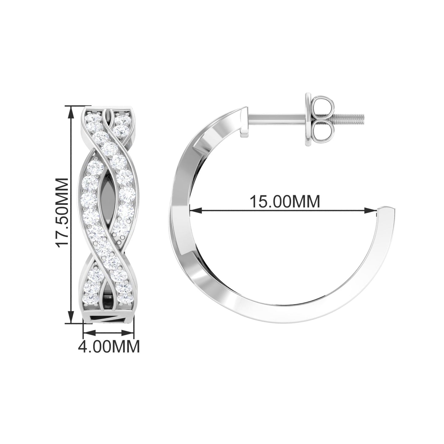Natural Infinity Style Diamond Hoop Earrings
