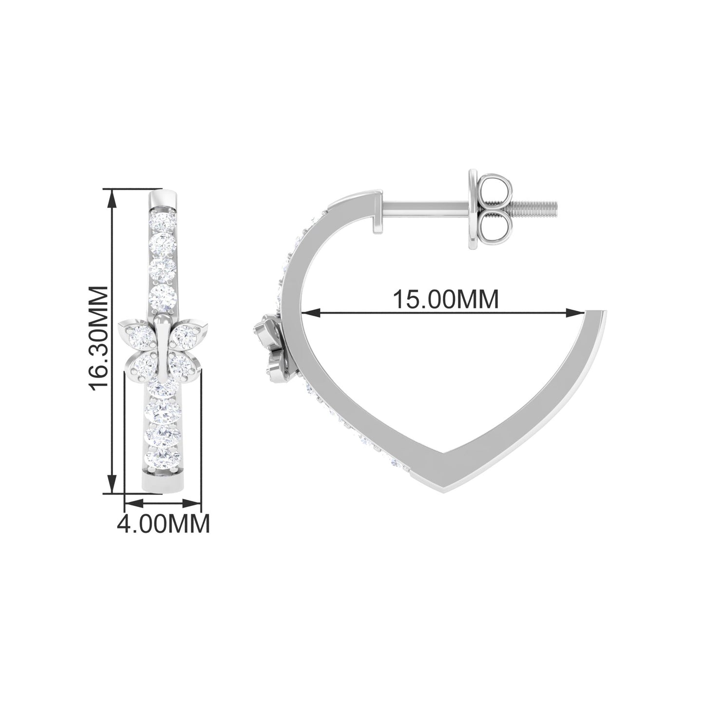 Certified Diamond Butterfly Hoop Earrings
