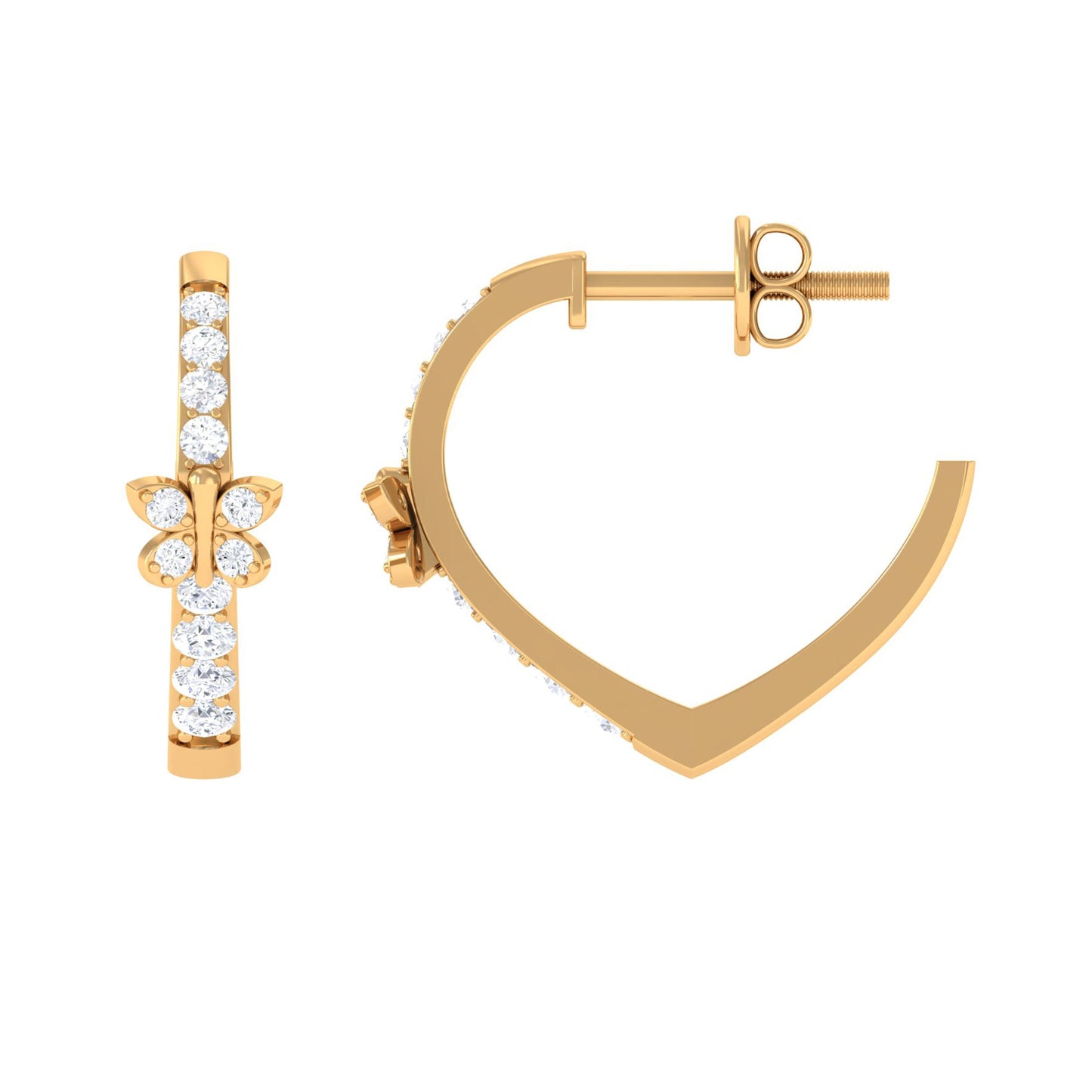 Certified Diamond Butterfly Hoop Earrings
