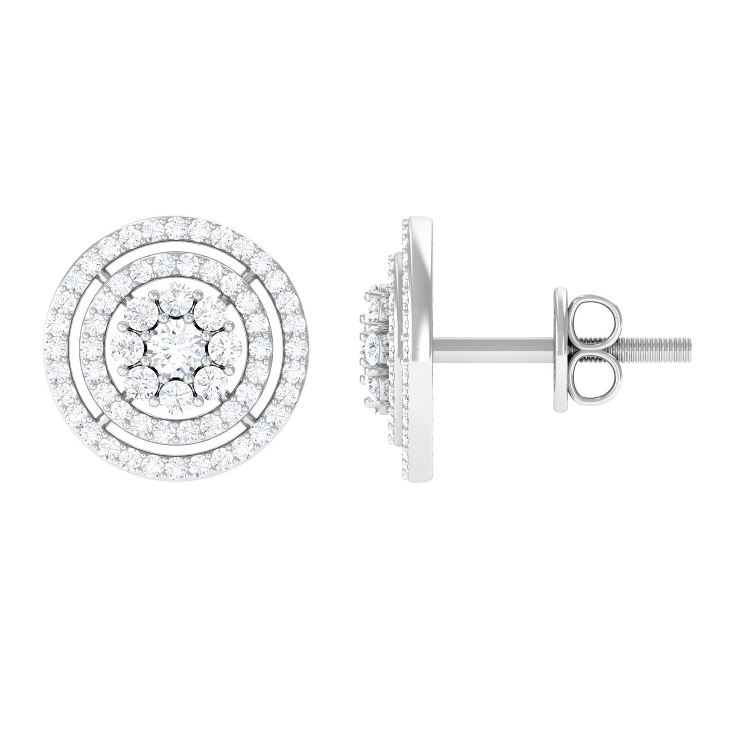 Flower Inspired Diamond Halo Stud Earrings