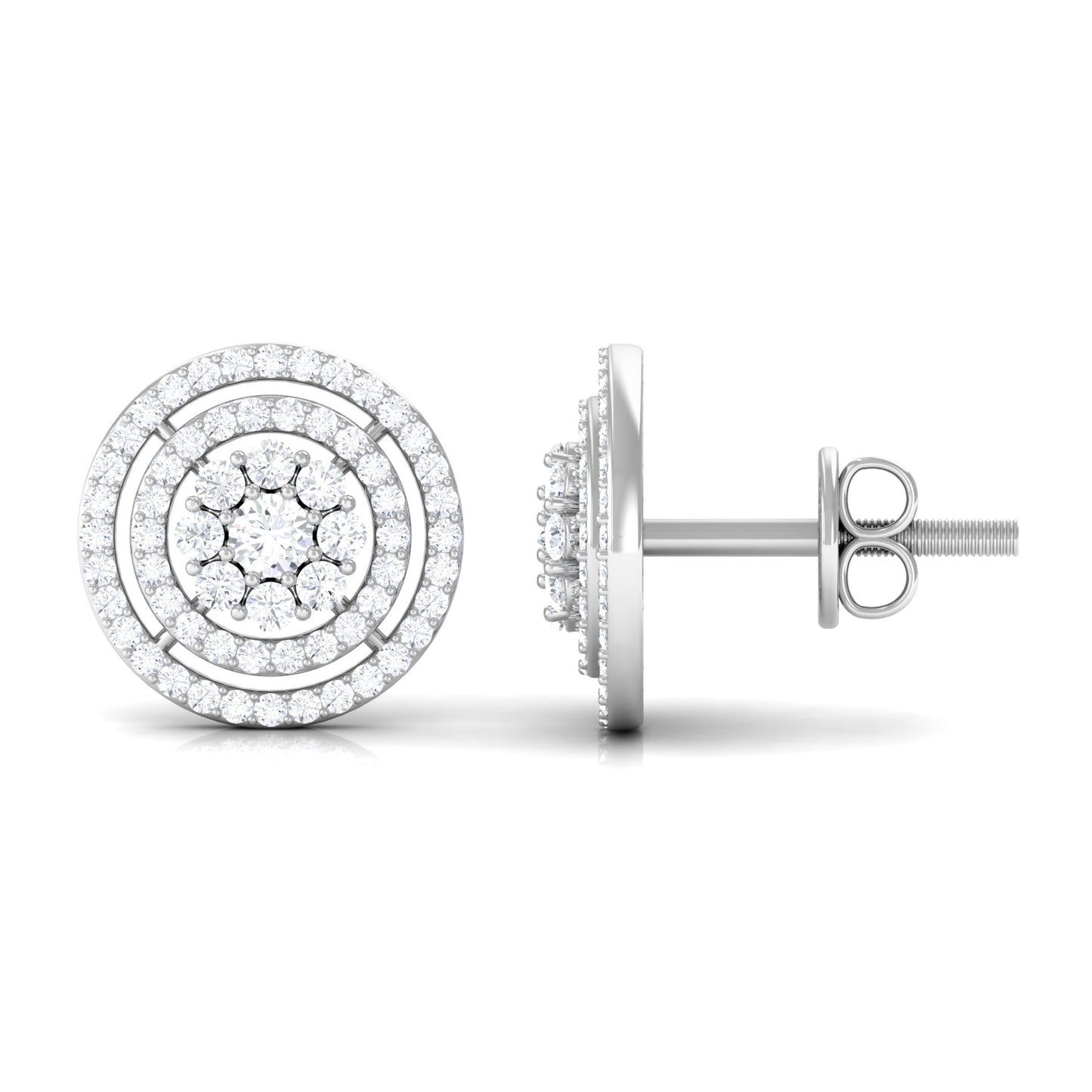 Flower Inspired Diamond Halo Stud Earrings