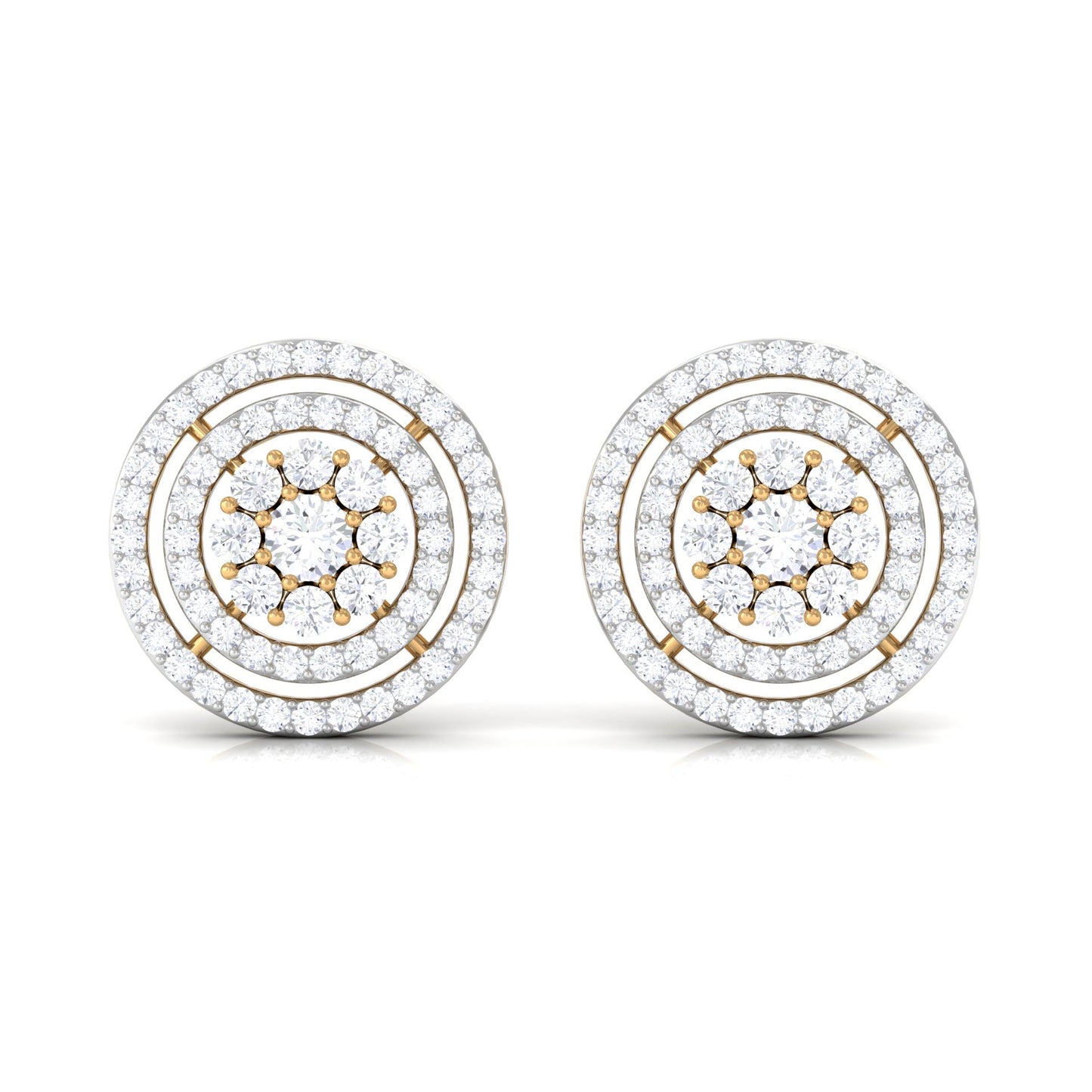 Flower Inspired Diamond Halo Stud Earrings