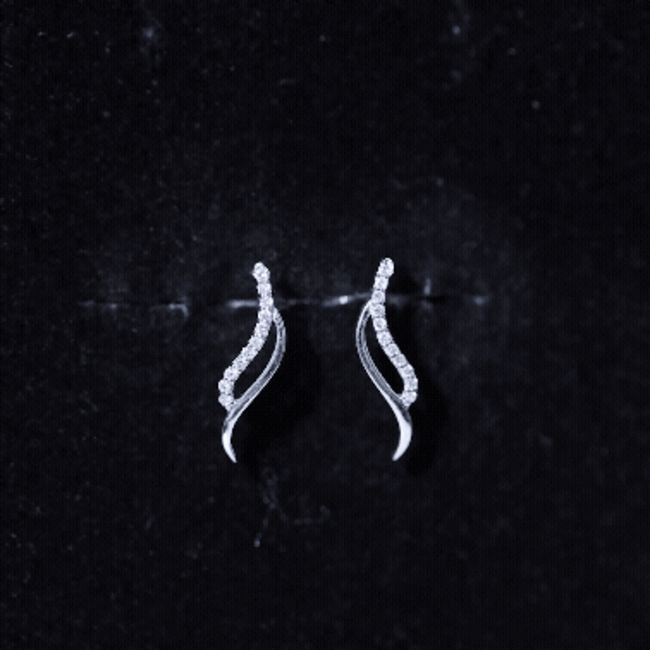 Prong Set Diamond Leaf Stud Earrings for Women