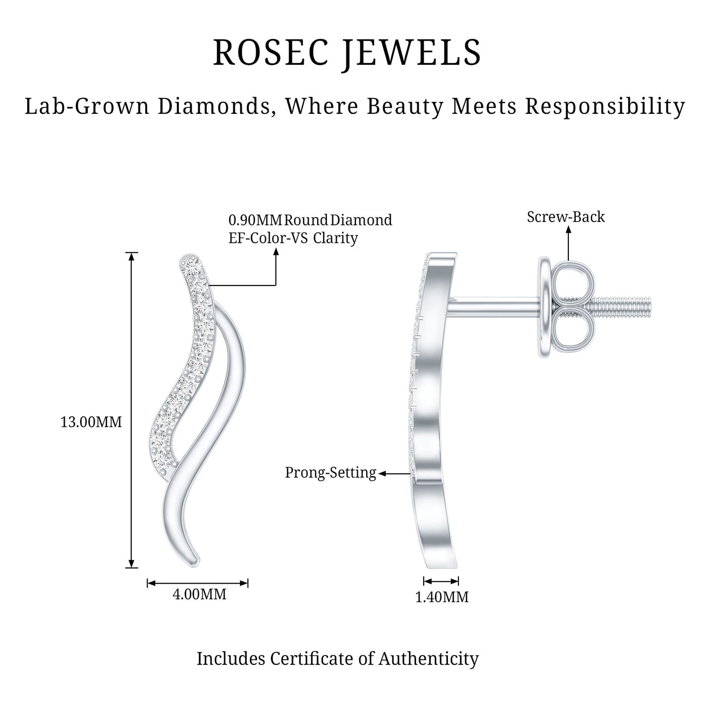 Prong Set Diamond Leaf Stud Earrings for Women