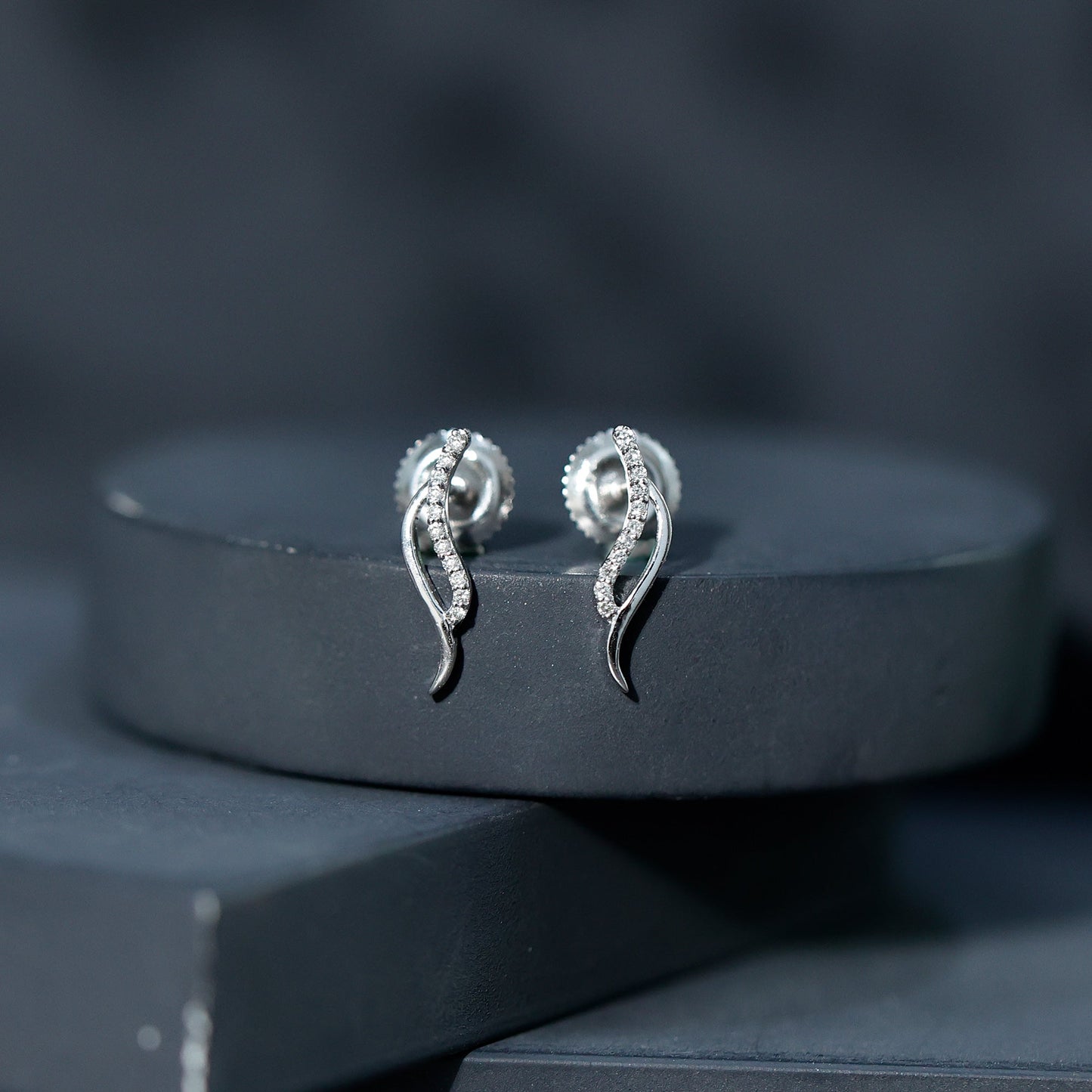 Prong Set Diamond Leaf Stud Earrings for Women