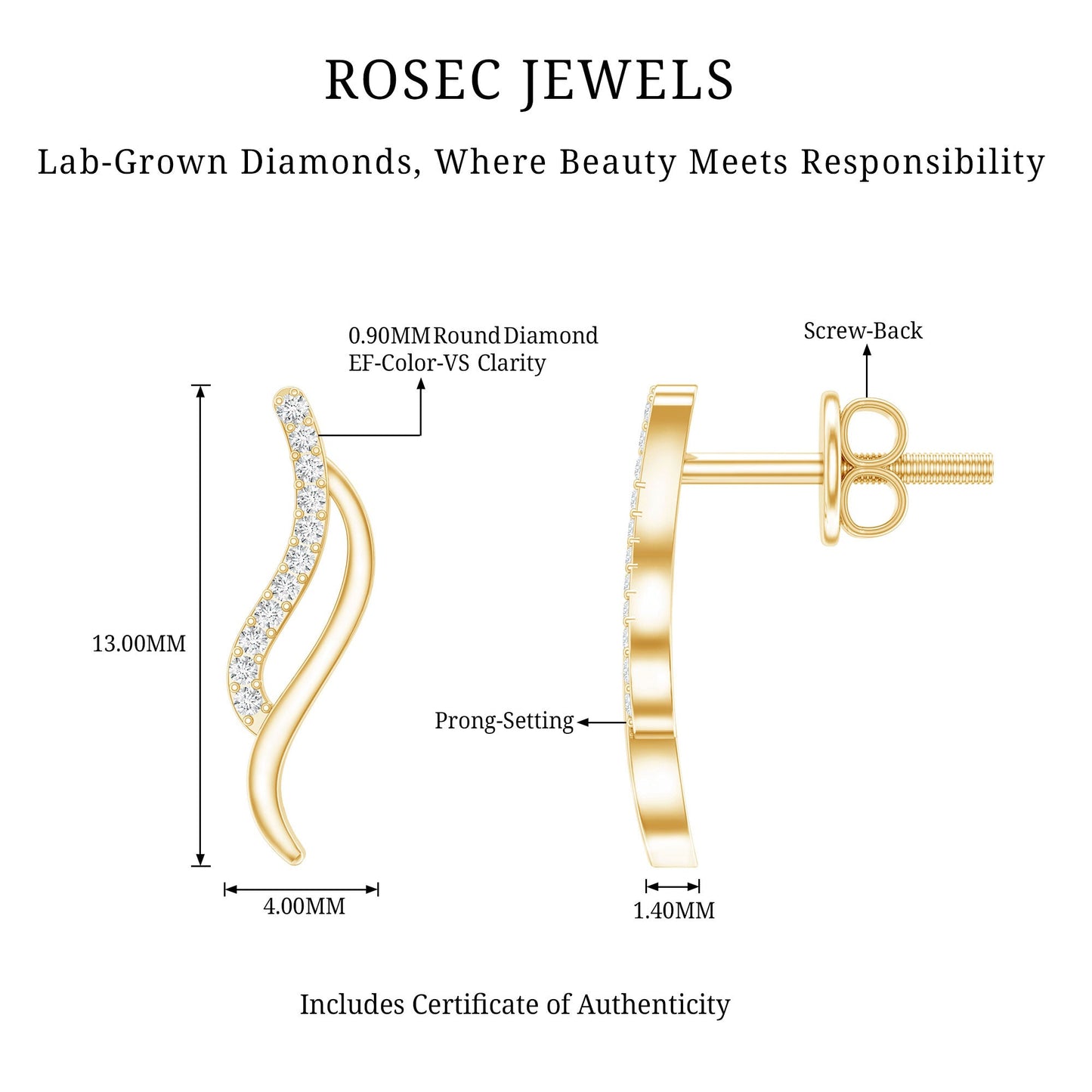 Prong Set Diamond Leaf Stud Earrings for Women