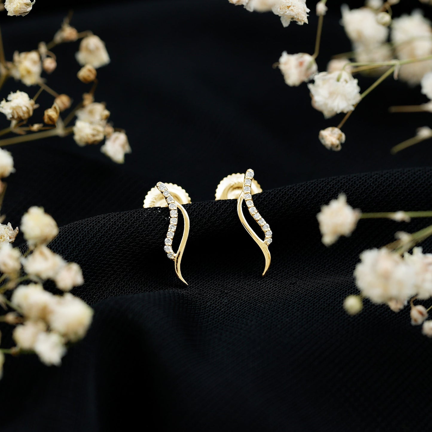 Prong Set Diamond Leaf Stud Earrings for Women