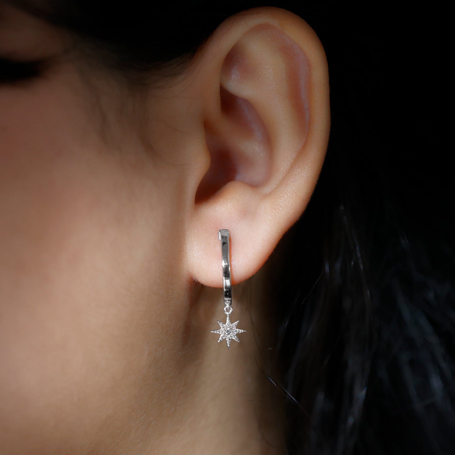 Certified Diamond Star Drop Earrings