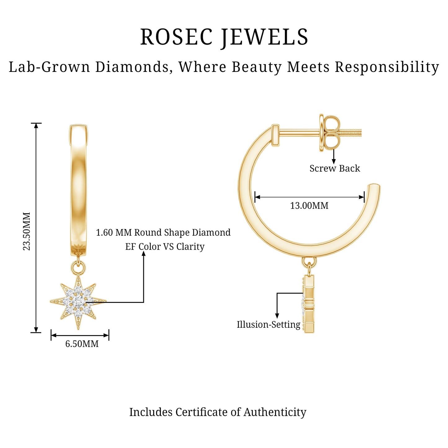 Certified Diamond Star Drop Earrings