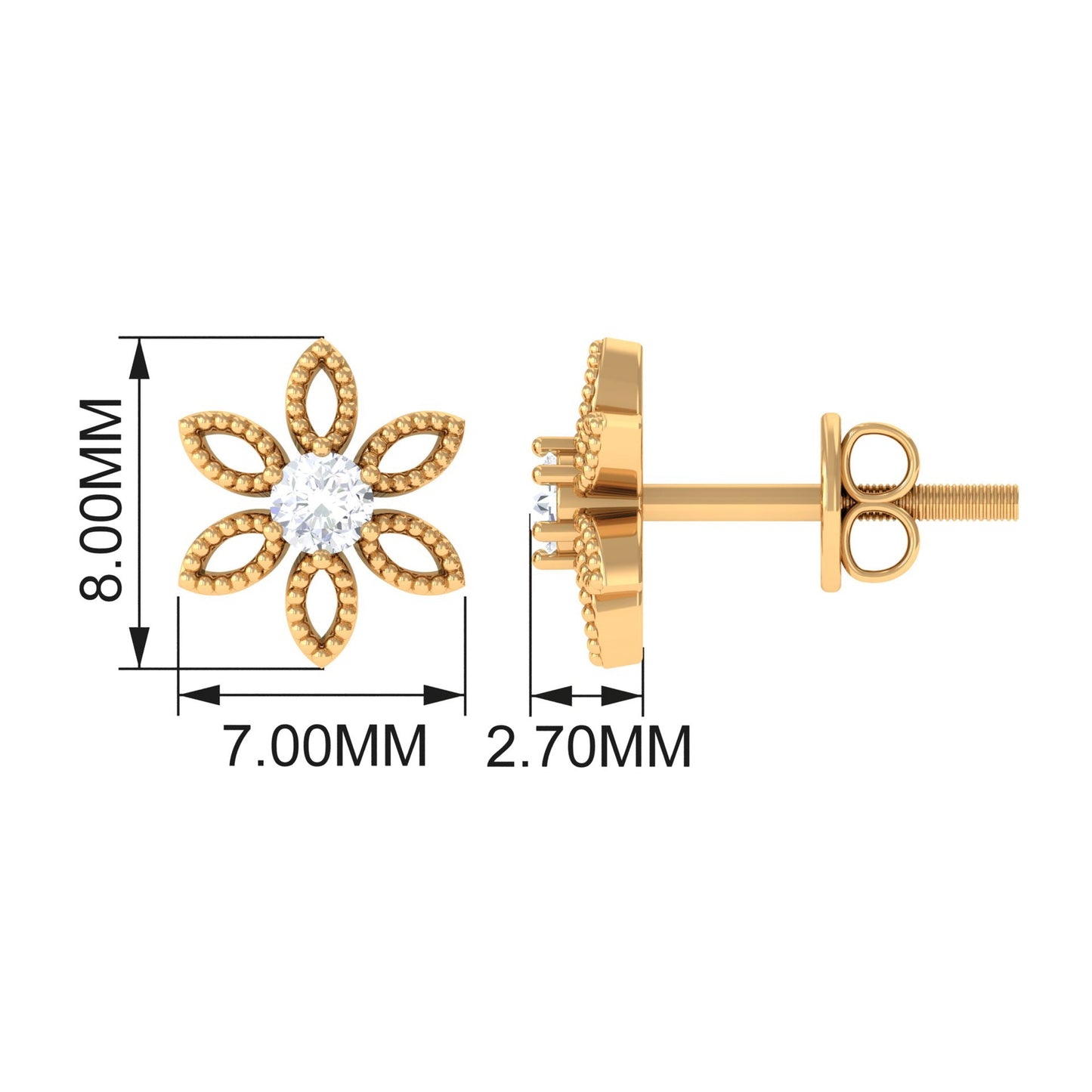 Natural Diamond Flower Stud Earrings with Certificate