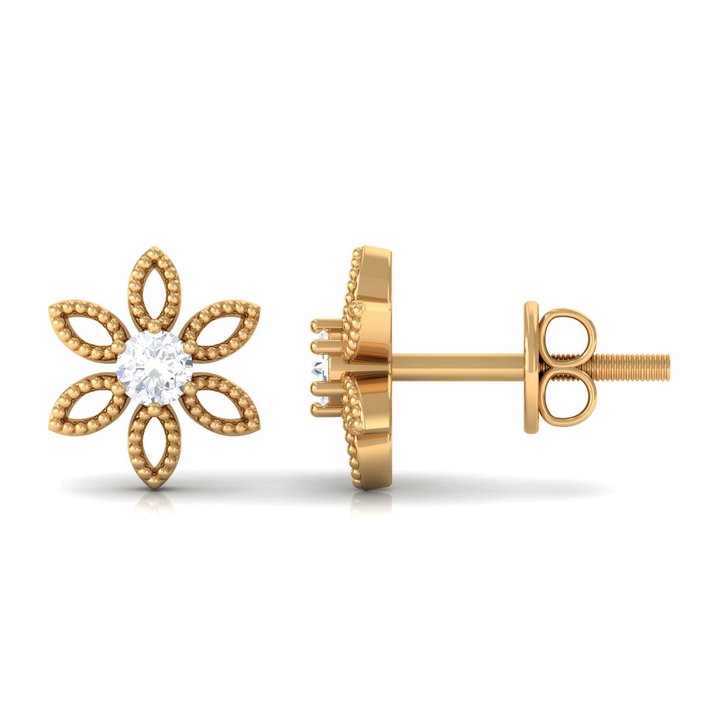 Natural Diamond Flower Stud Earrings with Certificate