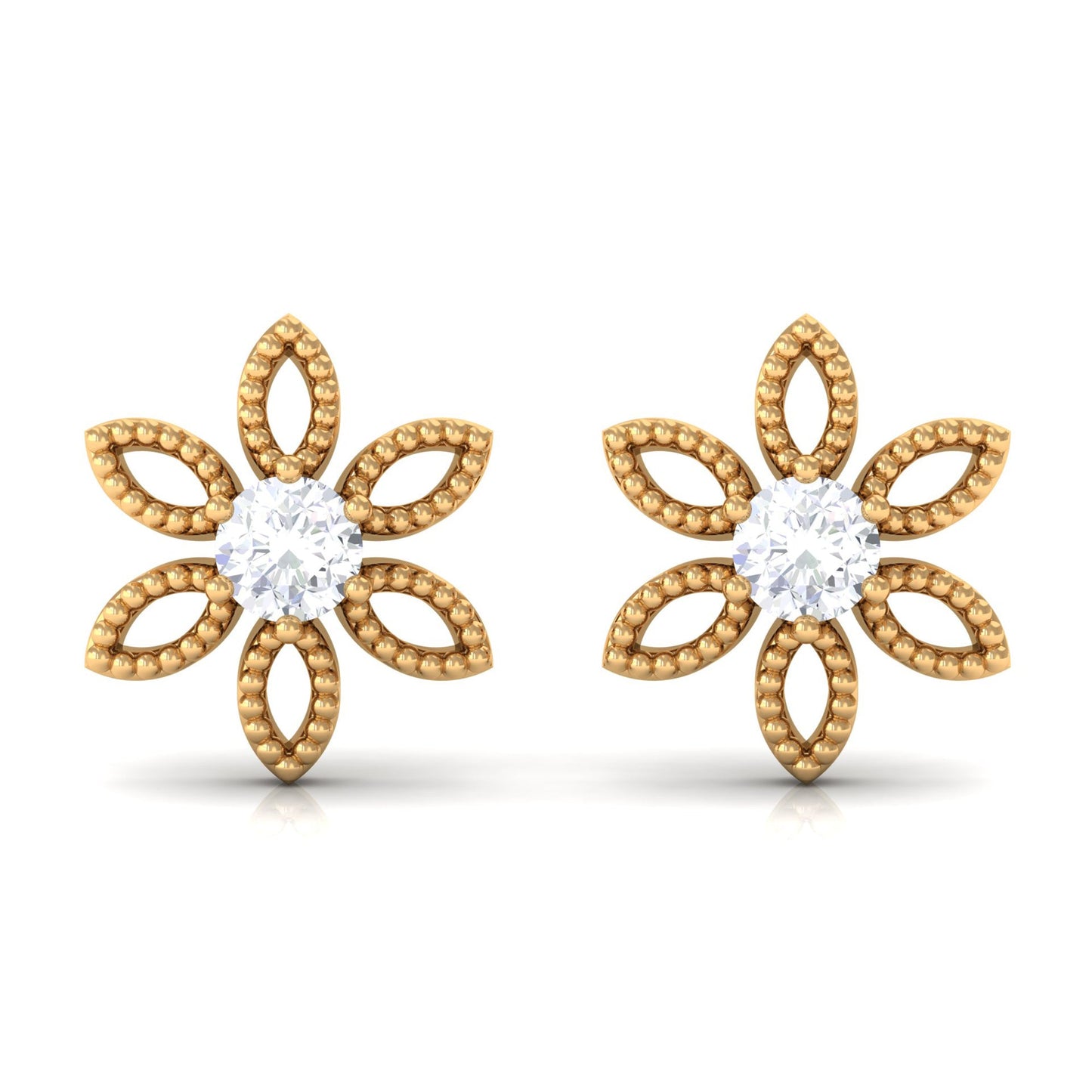 Natural Diamond Flower Stud Earrings with Certificate