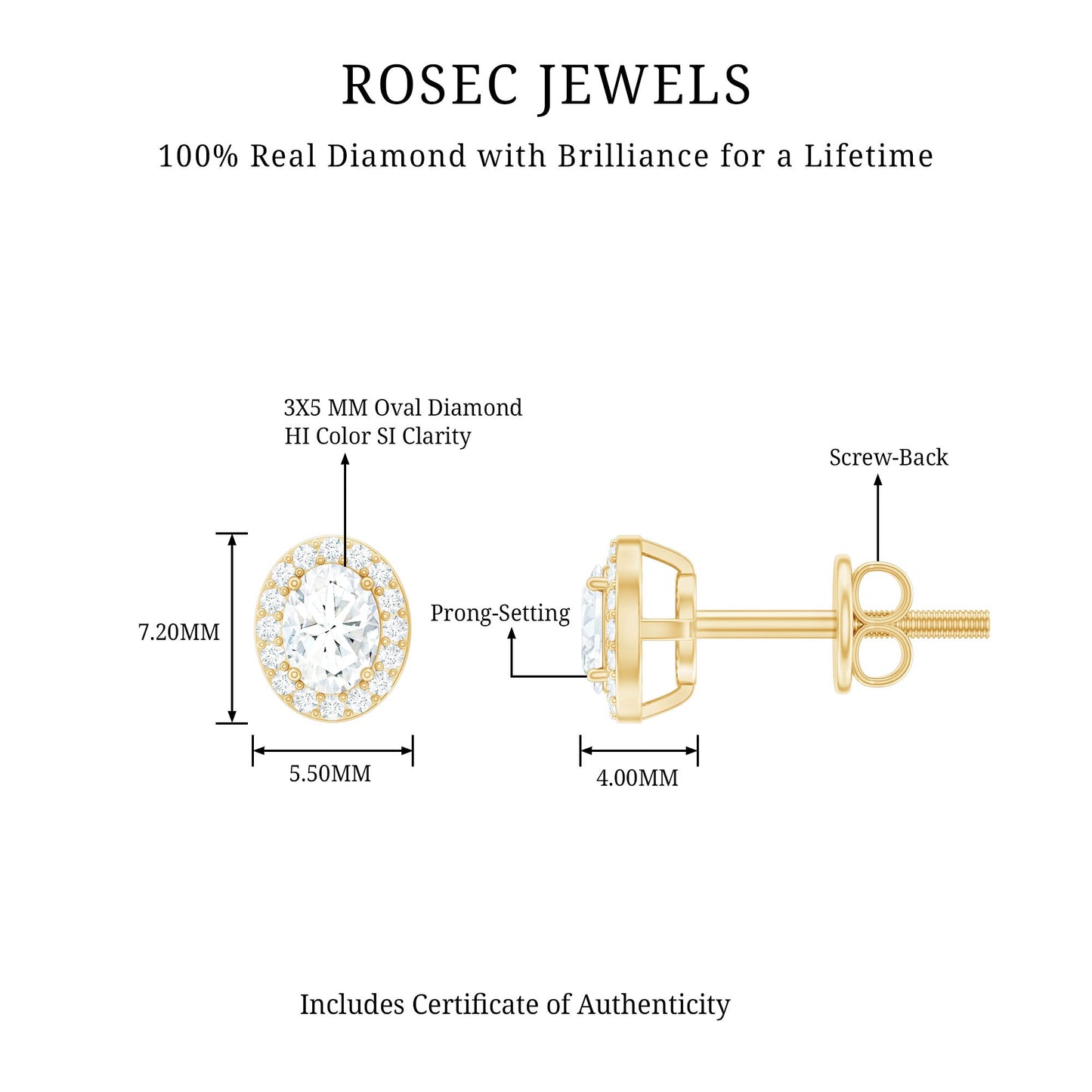 Halo Diamond Earrings With Screw Back