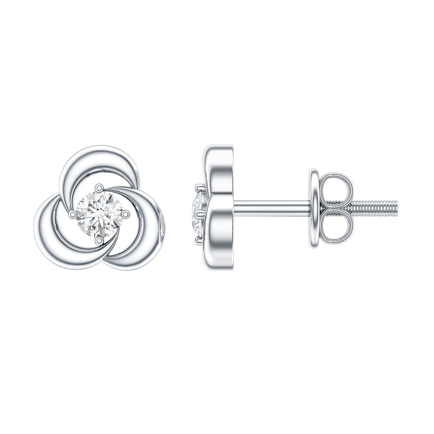 Diamond Swirl Stud Earring with Screw Back