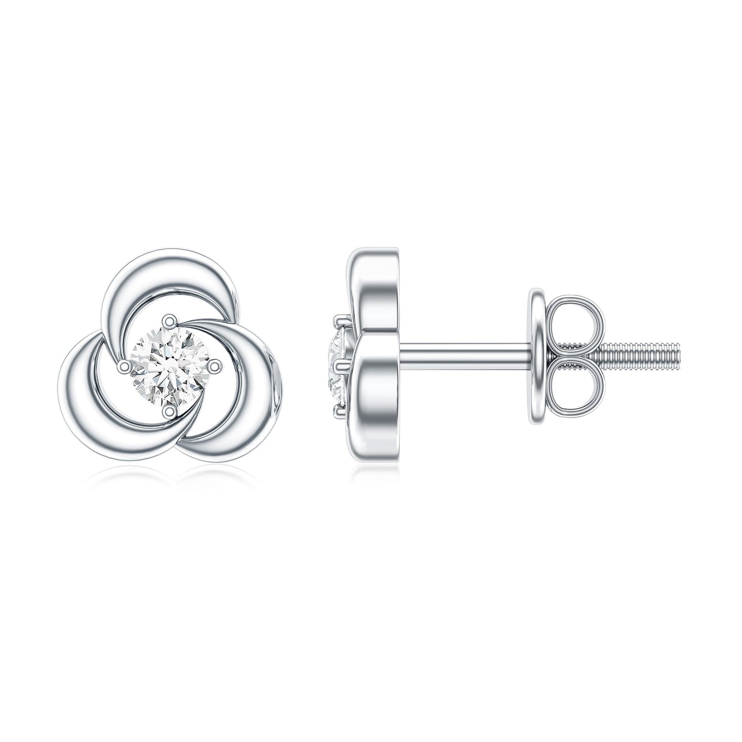 Diamond Swirl Stud Earring with Screw Back