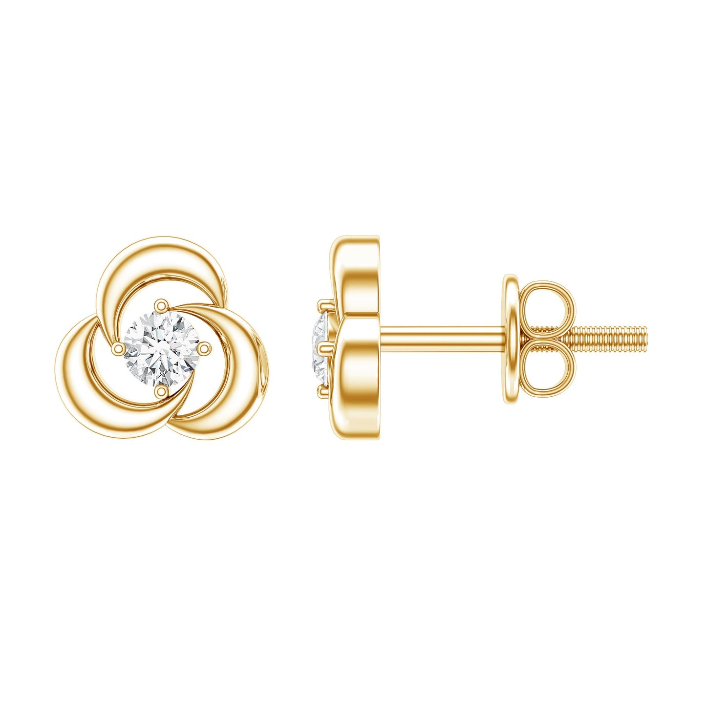 Diamond Swirl Stud Earring with Screw Back