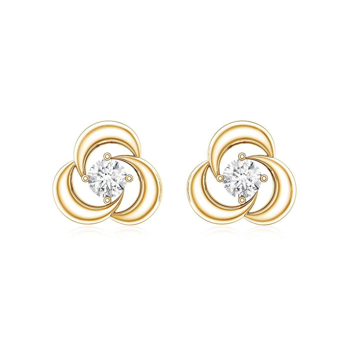 Diamond Swirl Stud Earring with Screw Back