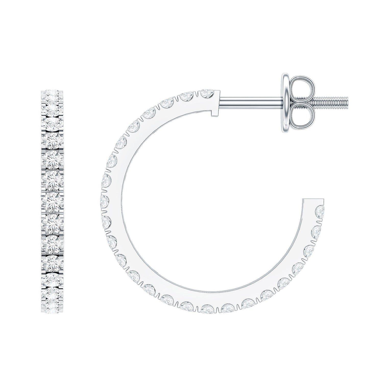 Round Shaped Diamond Hoop Earrings