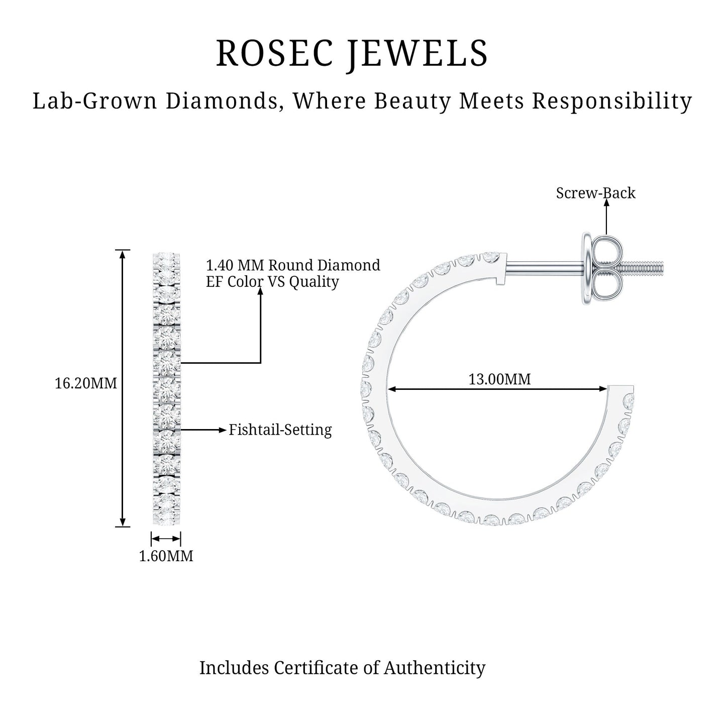 Round Shaped Diamond Hoop Earrings
