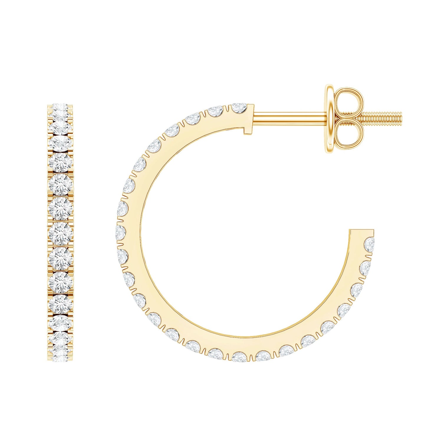 Round Shaped Diamond Hoop Earrings