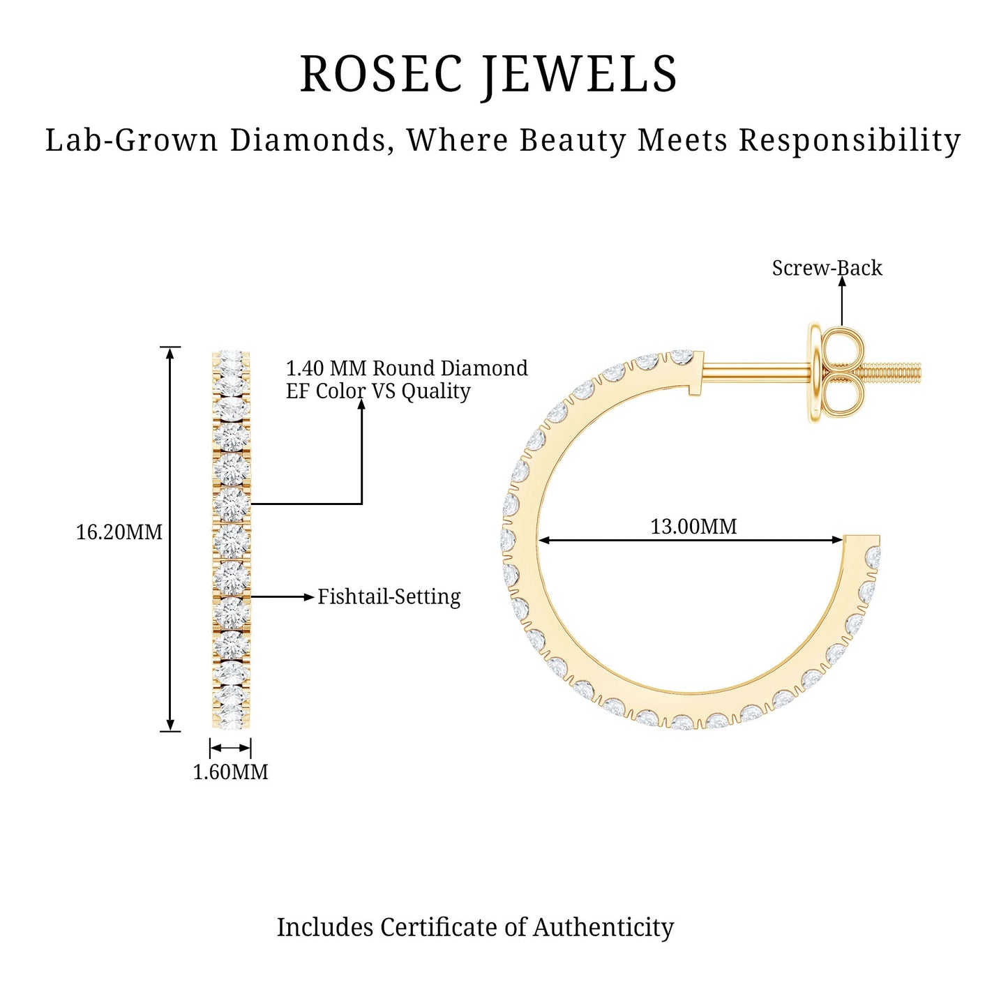 Round Shaped Diamond Hoop Earrings