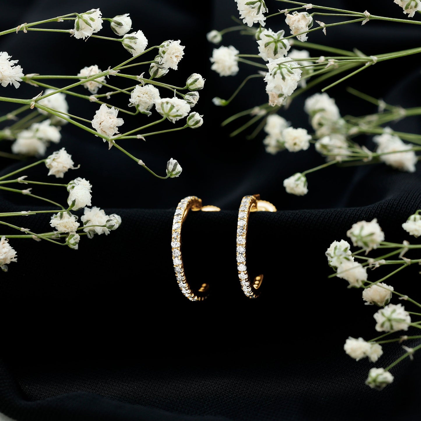 Round Shaped Diamond Hoop Earrings