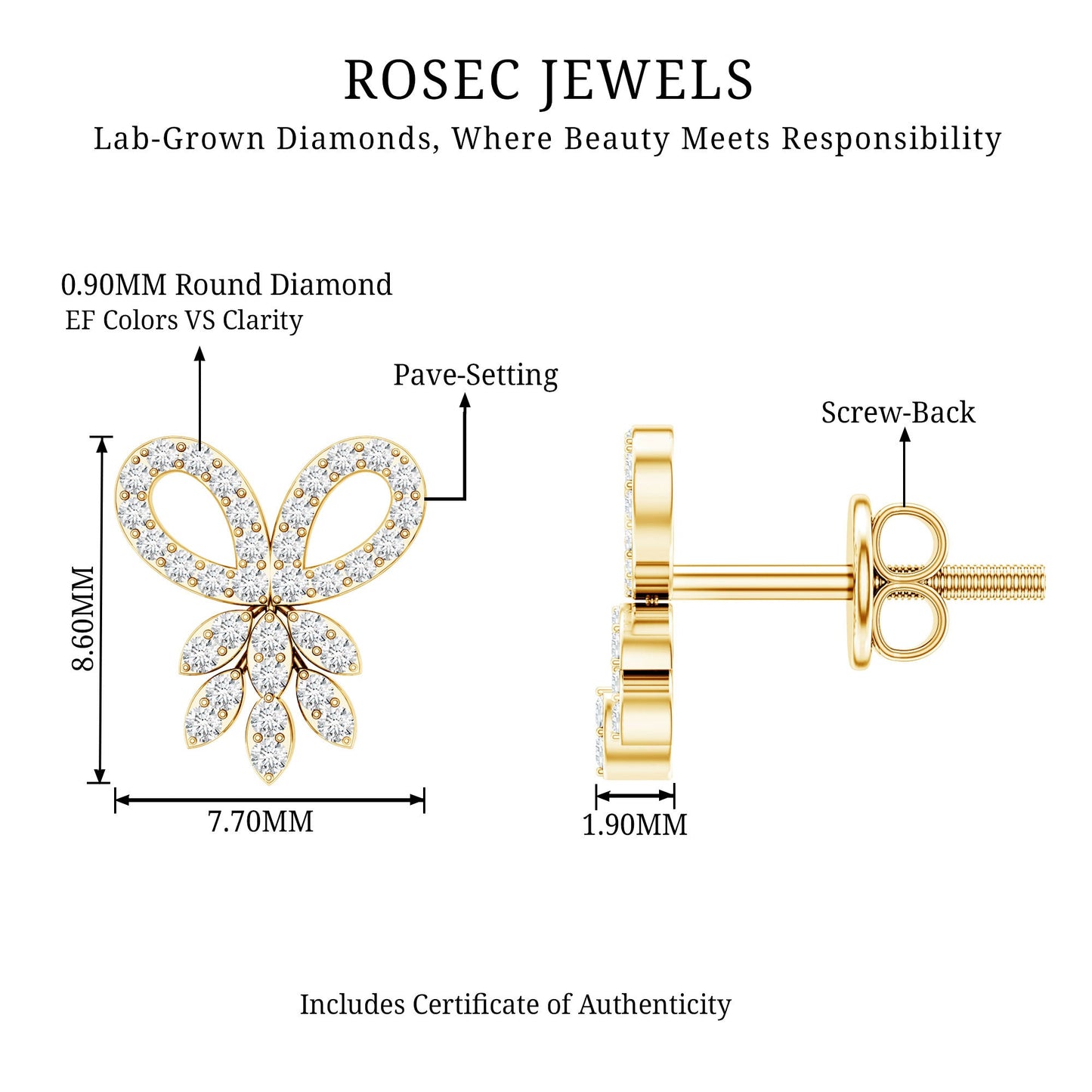 Certified Diamond Bow Earrings For Her