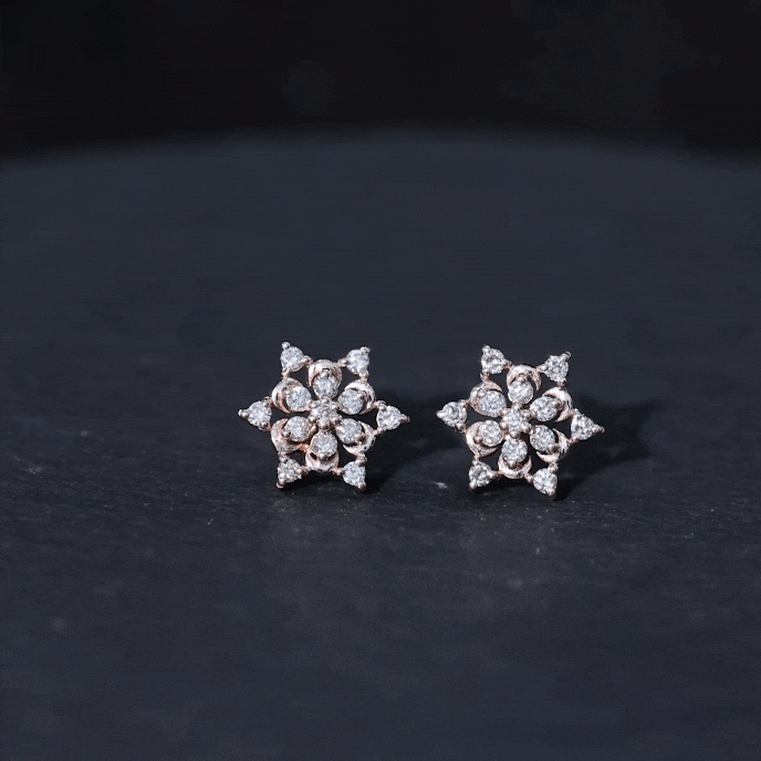 Certified Diamond Snowflake Stud Earrings
