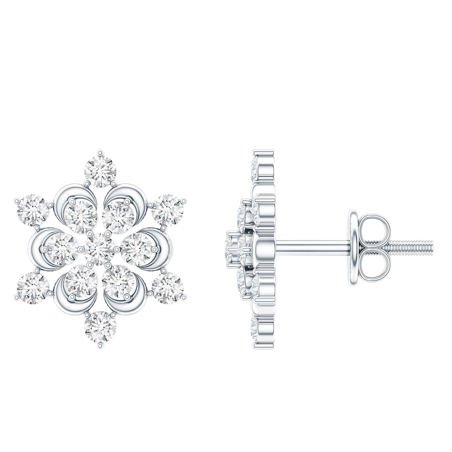 Certified Diamond Snowflake Stud Earrings