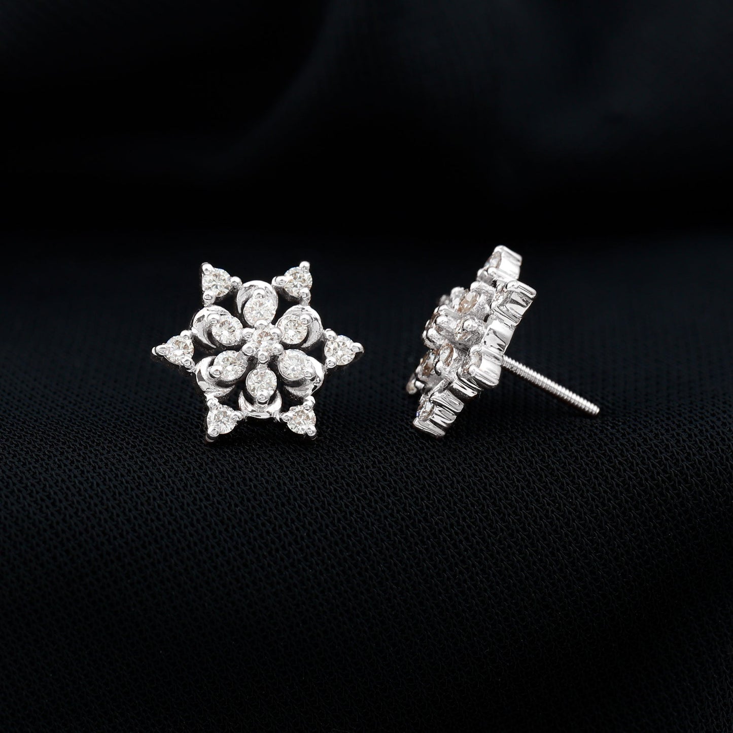 Certified Diamond Snowflake Stud Earrings