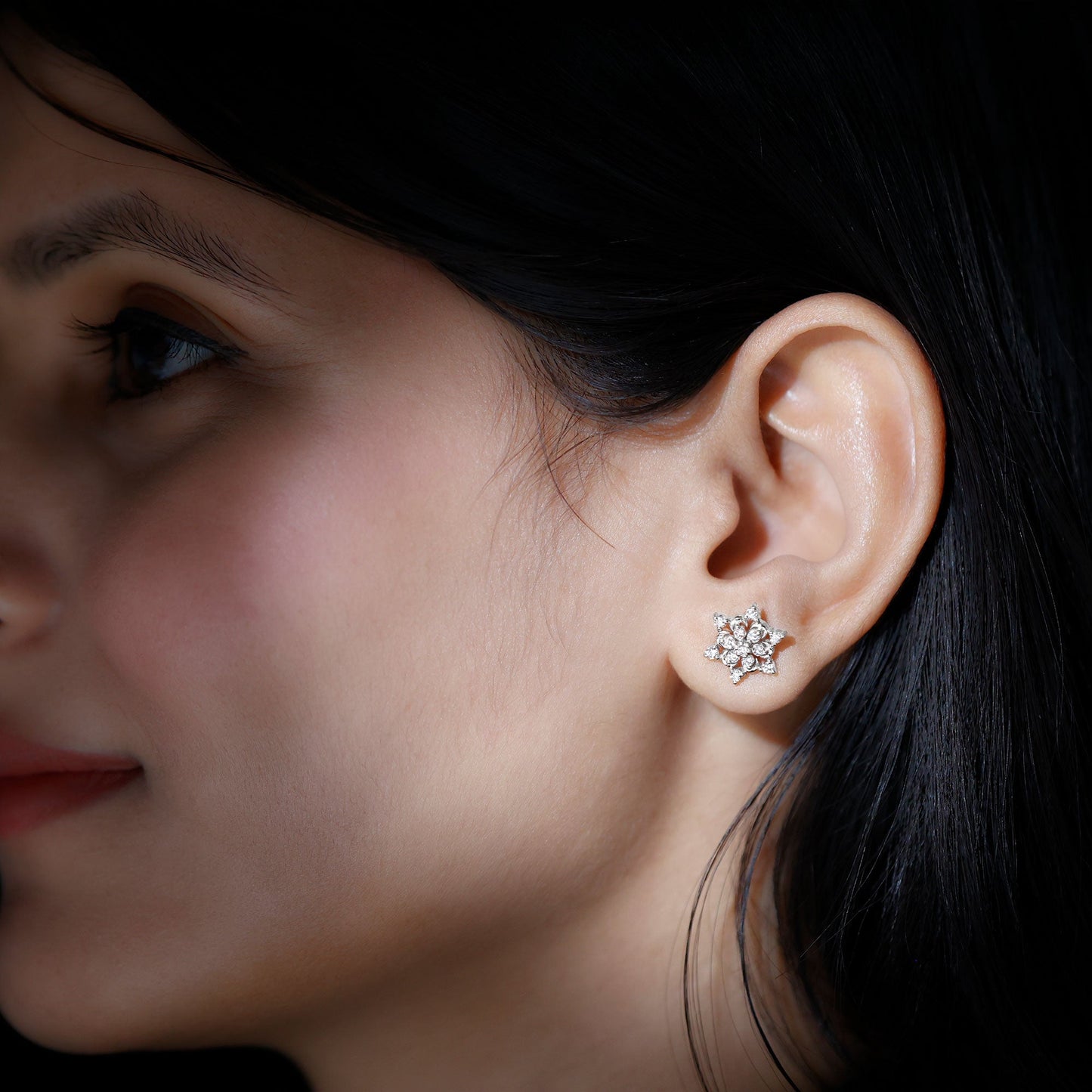Certified Diamond Snowflake Stud Earrings