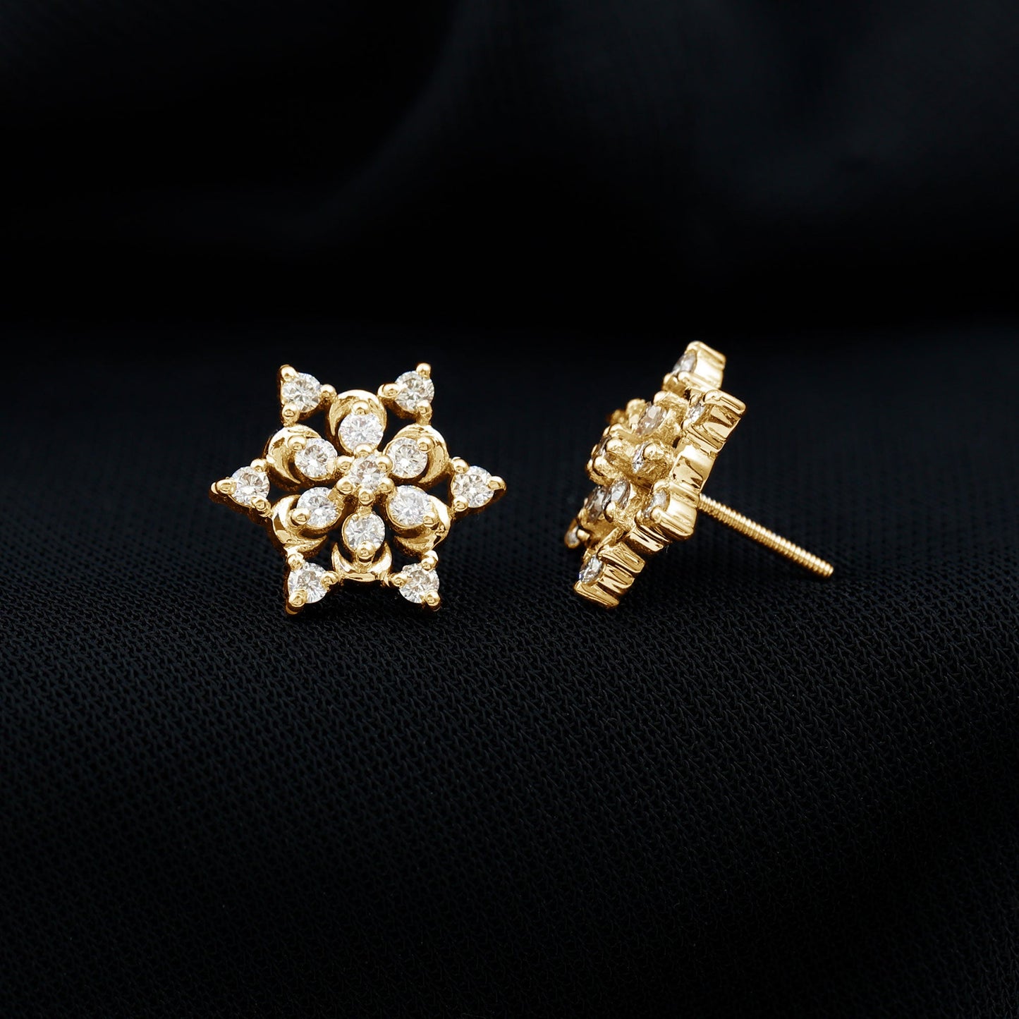 Certified Diamond Snowflake Stud Earrings