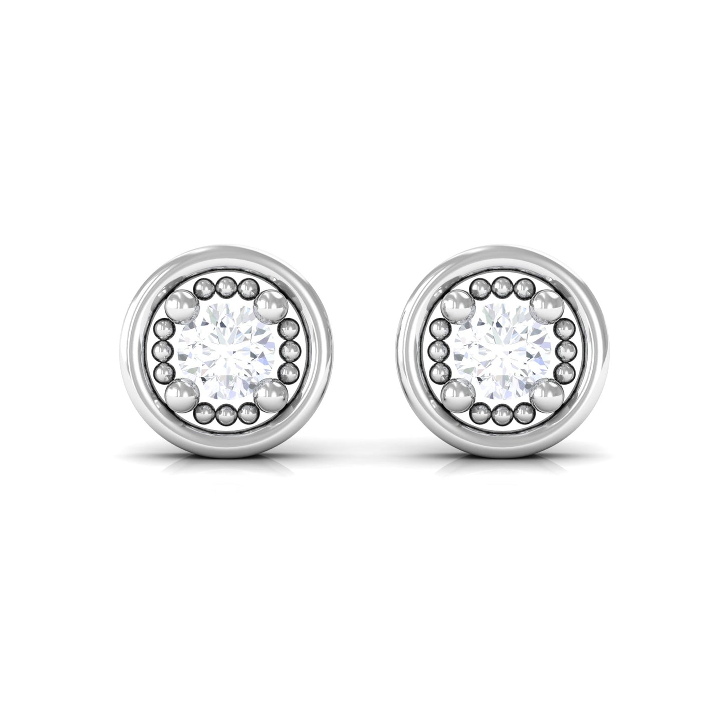 Genuine Diamond Vintage Stud Earrings with Screw Back