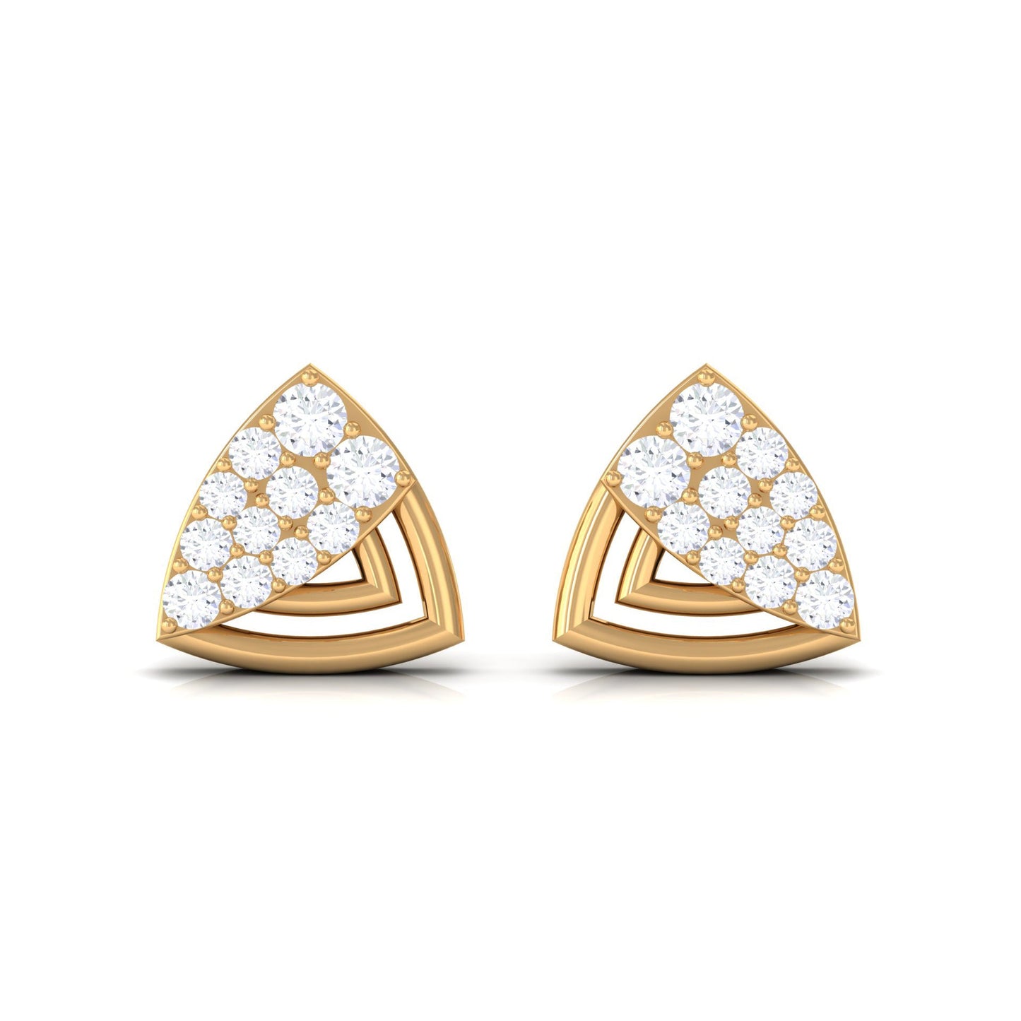 Genuine Diamond Geometric Stud Earrings with Screw Back