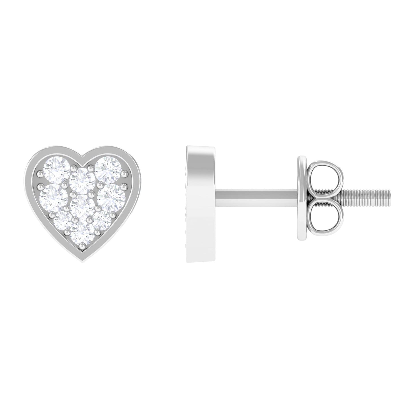 Natural Diamond Heart Shape Stud Earrings with Certificate
