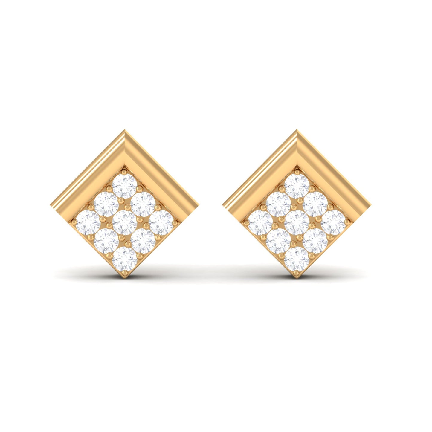 Natural Diamond Geometric Earrings with Screw Back