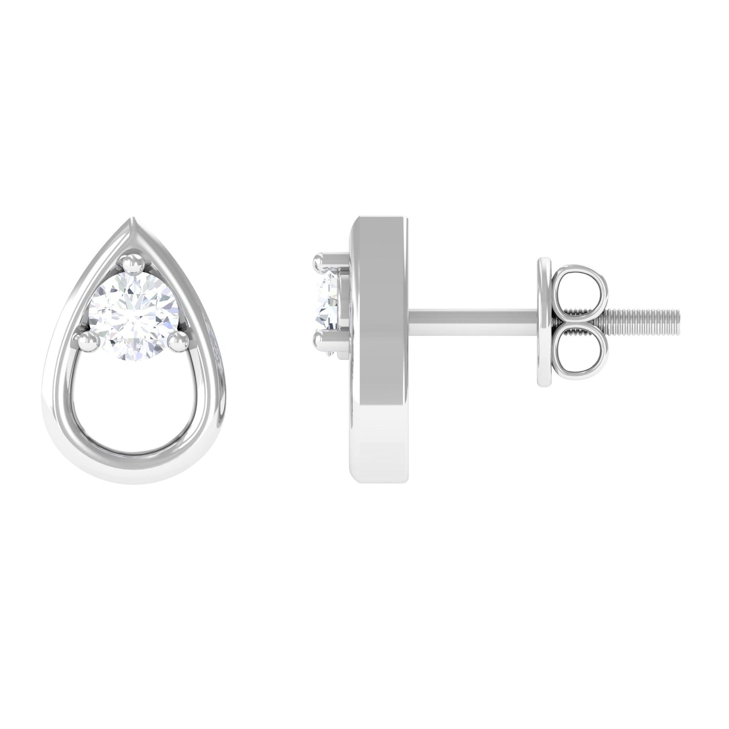 Round Diamond Teardrop Stud Earrings