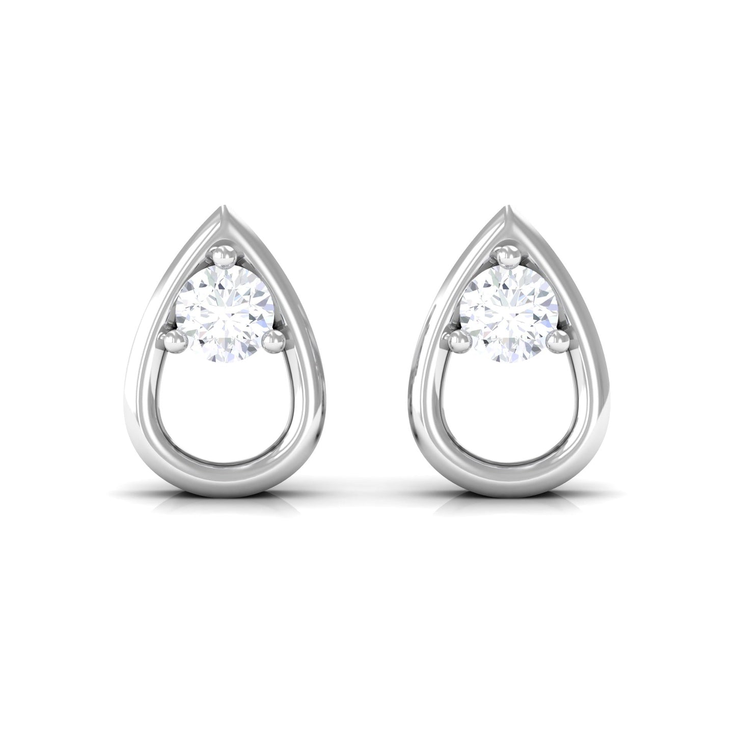 Round Diamond Teardrop Stud Earrings
