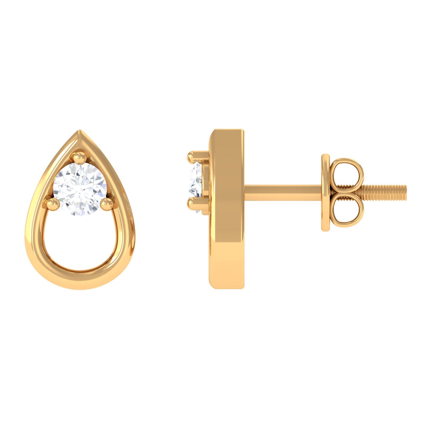 Round Diamond Teardrop Stud Earrings