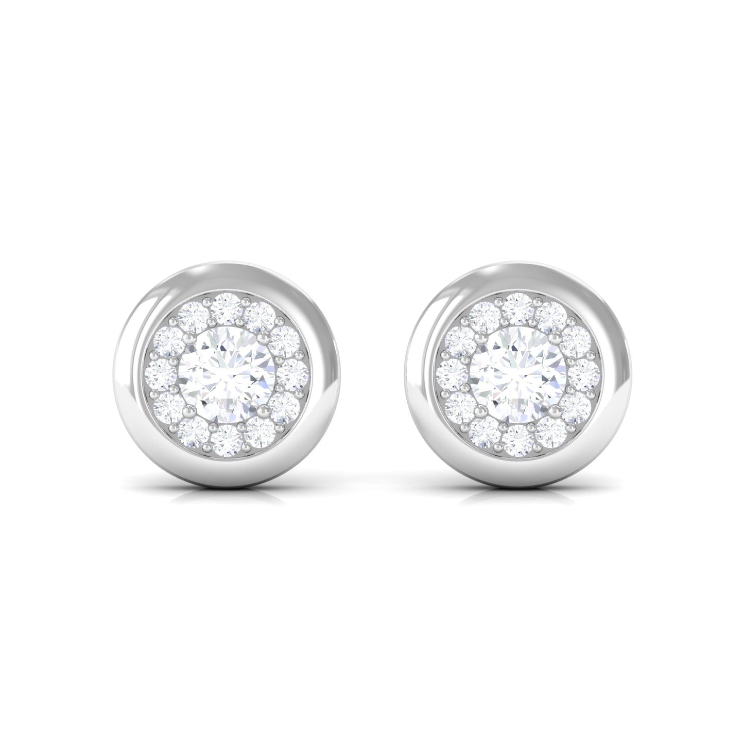 Certified Real Diamond Cluster Stud Earrings with Screw Back
