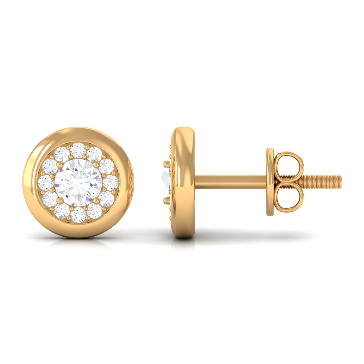 Certified Real Diamond Cluster Stud Earrings with Screw Back